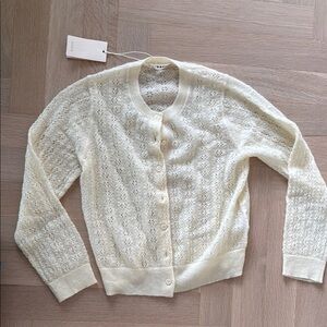 DOEN Butter Yellow Danae Pointelle Cardigan Size M NWT